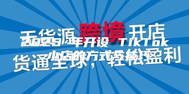 2025 年开设 TikTok 小店的方式与技巧