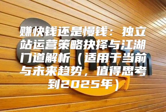 赚快钱还是慢钱：独立站运营策略抉择与江湖门道解析适用于当前与未来趋势，值得思考到2025年