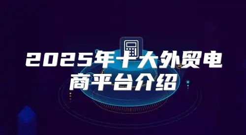2025年十大外贸电商平台介绍