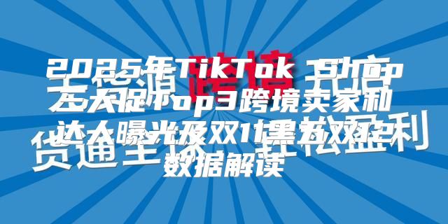 2025年TikTok Shop三大促Top3跨境卖家和达人曝光及双11黑五双12数据解读