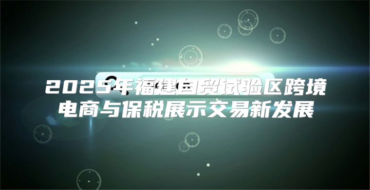 2025年福建自贸试验区跨境电商与保税展示交易新发展