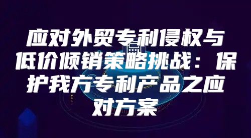 应对外贸专利侵权与低价倾销策略挑战：保护我方专利产品之应对方案