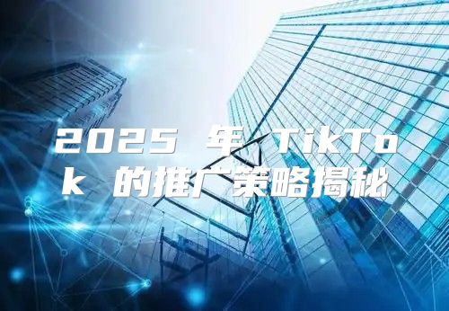 2025 年 TikTok 的推广策略揭秘