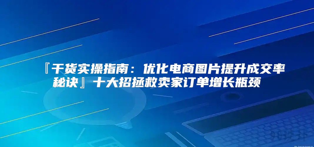 『干货实操指南：优化电商图片提升成交率秘诀』十大招拯救卖家订单增长瓶颈