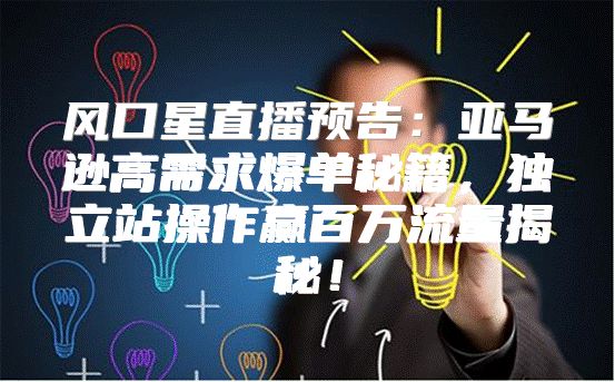 风口星直播预告：亚马逊高需求爆单秘籍，独立站操作赢百万流量揭秘！