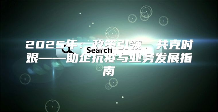 2025年：政策引领，共克时艰——助企抗疫与业务发展指南