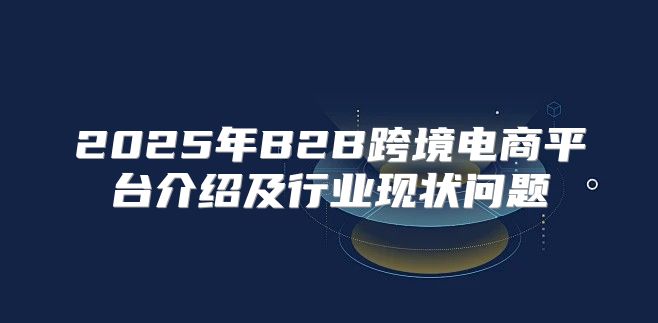 2025年B2B跨境电商平台介绍及行业现状问题