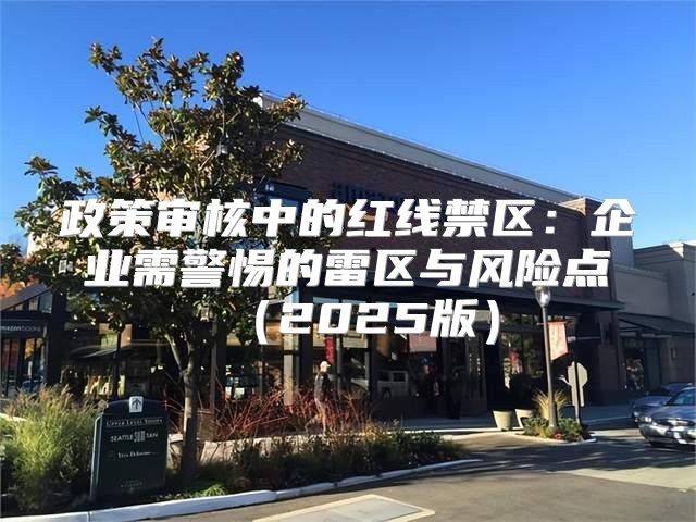 政策审核中的红线禁区：企业需警惕的雷区与风险点2025版