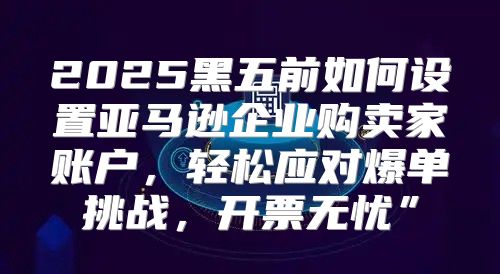 2025黑五前如何设置亚马逊企业购卖家账户，轻松应对爆单挑战，开票无忧”