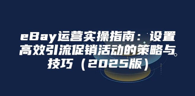 eBay运营实操指南：设置高效引流促销活动的策略与技巧2025版
