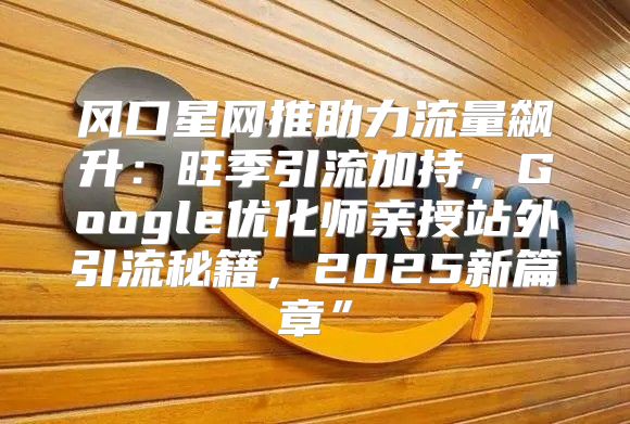 风口星网推助力流量飙升：旺季引流加持，Google优化师亲授站外引流秘籍，2025新篇章”