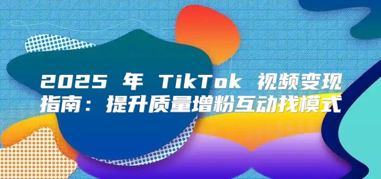 2025 年 TikTok 视频变现指南：提升质量增粉互动找模式