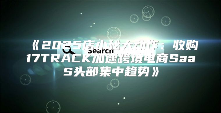 2025店小秘大动作：收购17TRACK加速跨境电商SaaS头部集中趋势