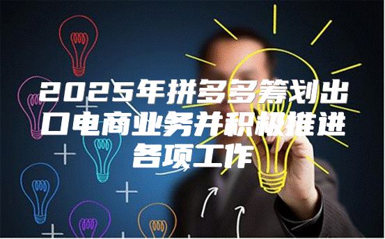 2025年拼多多筹划出口电商业务并积极推进各项工作