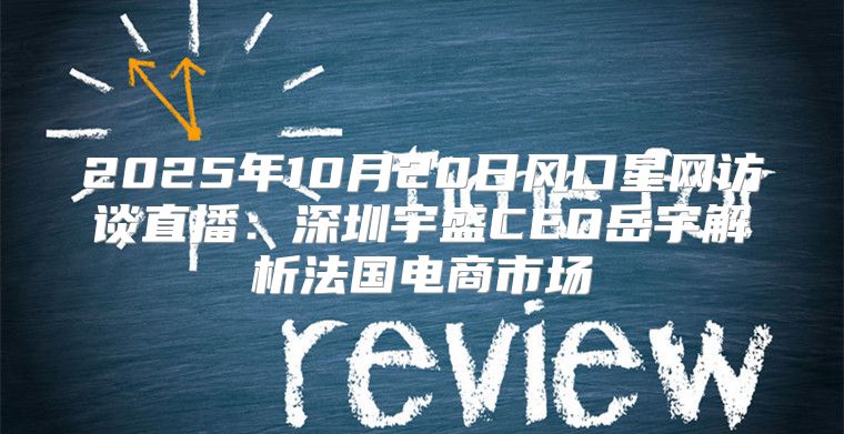 2025年10月20日风口星网访谈直播：深圳宇盛CEO岳宇解析法国电商市场