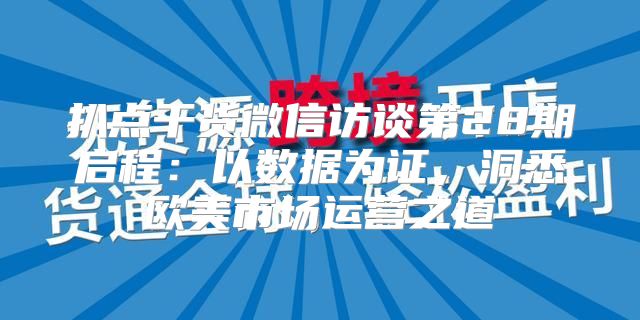 扒点干货微信访谈第28期启程：以数据为证，洞悉欧美市场运营之道