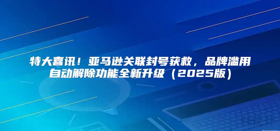 特大喜讯！亚马逊关联封号获救，品牌滥用自动解除功能全新升级2025版