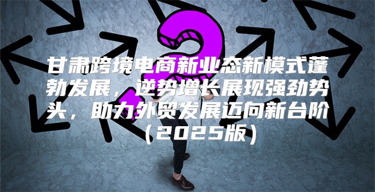 甘肃跨境电商新业态新模式蓬勃发展，逆势增长展现强劲势头，助力外贸发展迈向新台阶2025版