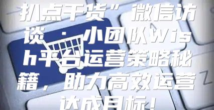 扒点干货”微信访谈⑤：小团队Wish平台运营策略秘籍，助力高效运营达成目标！