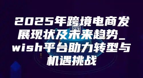 2025年跨境电商发展现状及未来趋势_wish平台助力转型与机遇挑战