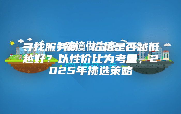 寻找服务商：价格是否越低越好？以性价比为考量，2025年挑选策略