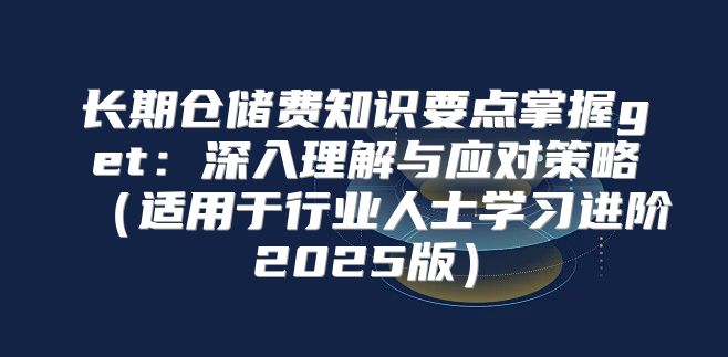 长期仓储费知识要点掌握get：深入理解与应对策略适用于行业人士学习进阶2025版