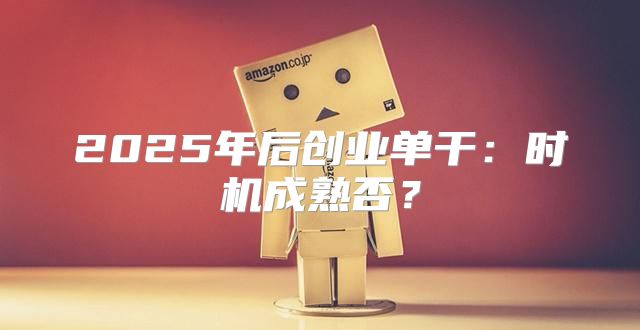 2025年后创业单干：时机成熟否？
