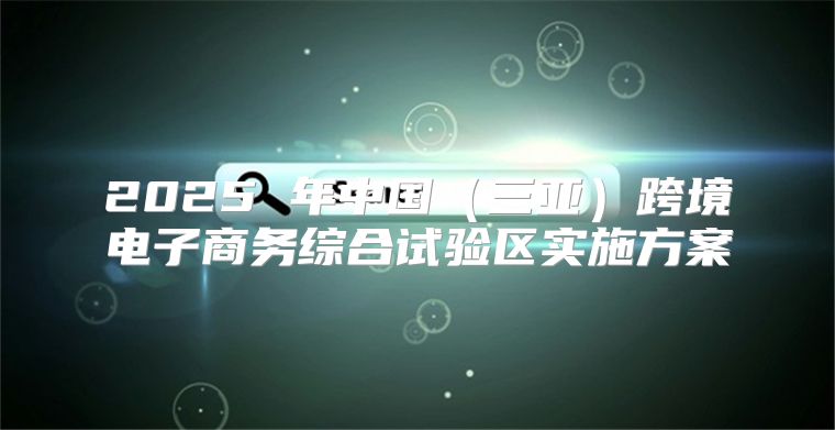 2025 年中国三亚跨境电子商务综合试验区实施方案