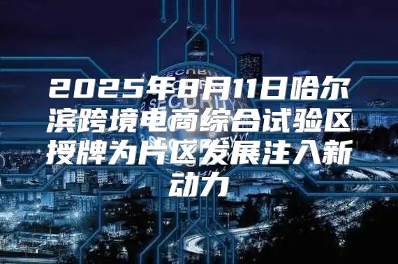 2025年8月11日哈尔滨跨境电商综合试验区授牌为片区发展注入新动力