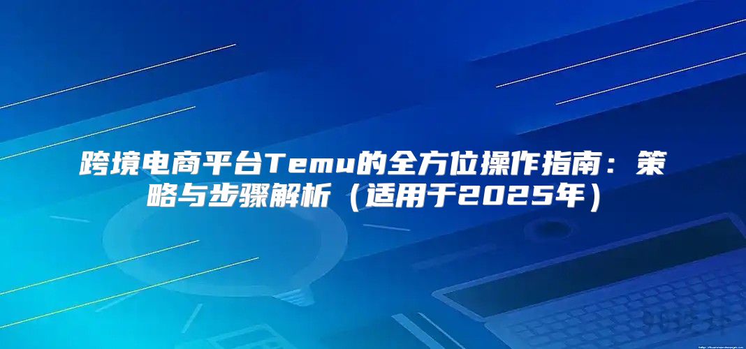 跨境电商平台Temu的全方位操作指南：策略与步骤解析适用于2025年