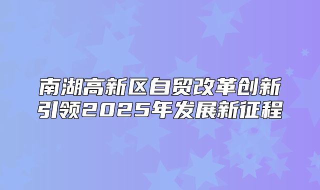 南湖高新区自贸改革创新引领2025年发展新征程