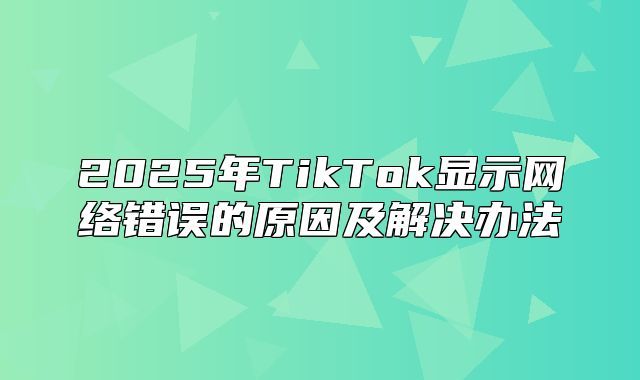 2025年TikTok显示网络错误的原因及解决办法