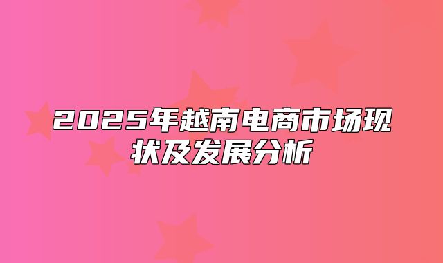 2025年越南电商市场现状及发展分析