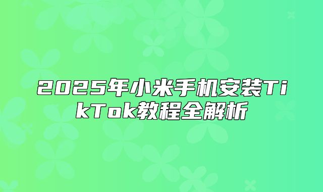 2025年小米手机安装TikTok教程全解析