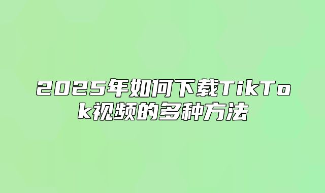 2025年如何下载TikTok视频的多种方法
