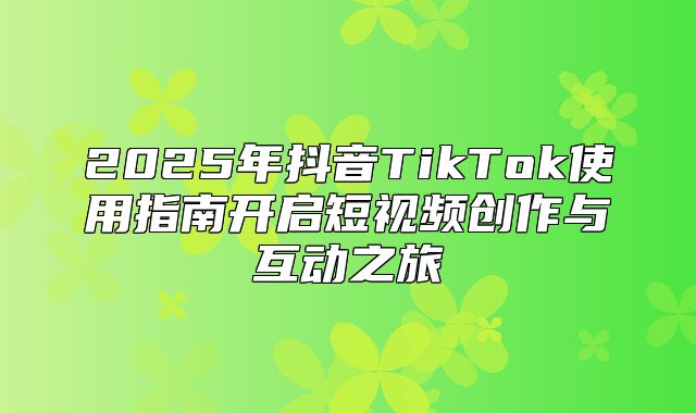 2025年抖音TikTok使用指南开启短视频创作与互动之旅