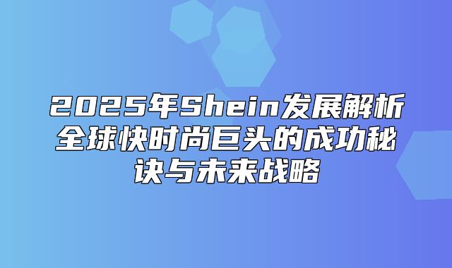 2025年Shein发展解析全球快时尚巨头的成功秘诀与未来战略