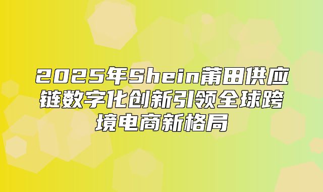 2025年Shein莆田供应链数字化创新引领全球跨境电商新格局