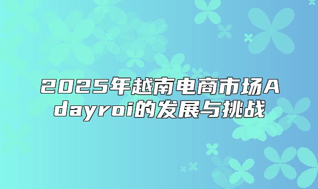 2025年越南电商市场Adayroi的发展与挑战