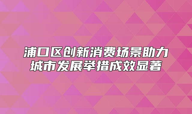 浦口区创新消费场景助力城市发展举措成效显著