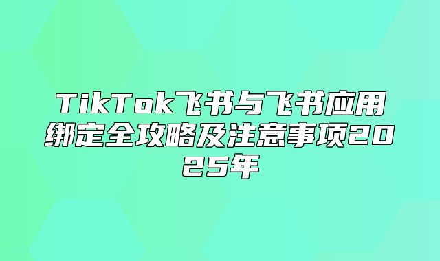 TikTok飞书与飞书应用绑定全攻略及注意事项2025年