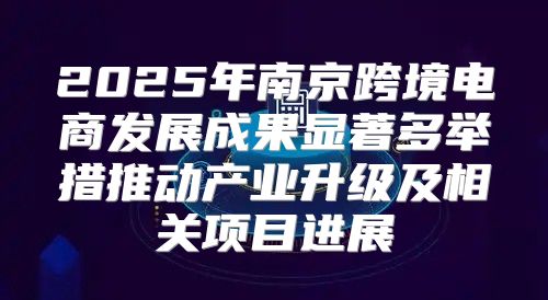 2025年南京跨境电商发展成果显著多举措推动产业升级及相关项目进展