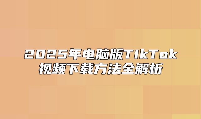 2025年电脑版TikTok视频下载方法全解析