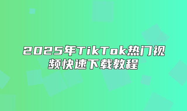 2025年TikTok热门视频快速下载教程