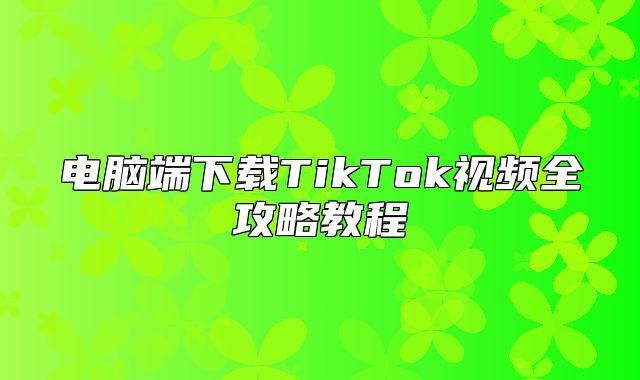 电脑端下载TikTok视频全攻略教程