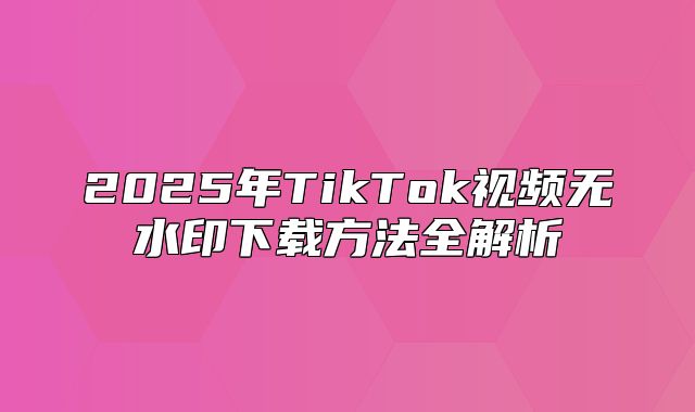 2025年TikTok视频无水印下载方法全解析