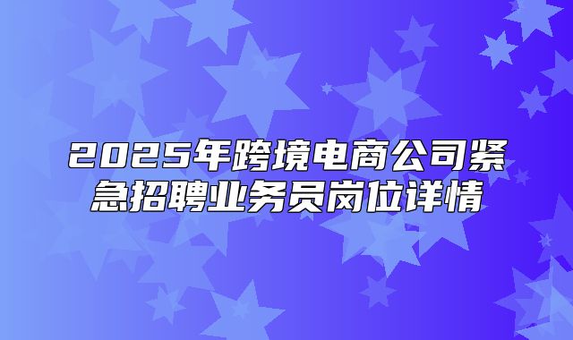 2025年跨境电商公司紧急招聘业务员岗位详情