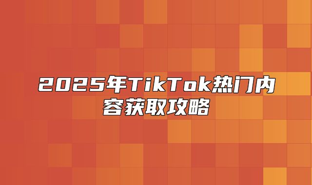 2025年TikTok热门内容获取攻略