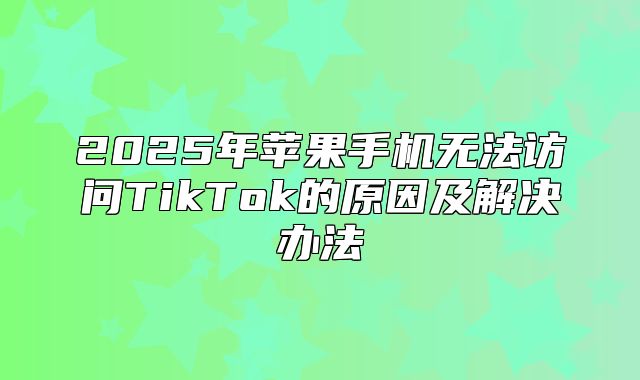 2025年苹果手机无法访问TikTok的原因及解决办法