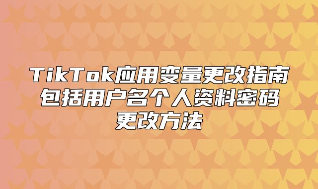 TikTok应用变量更改指南包括用户名个人资料密码更改方法